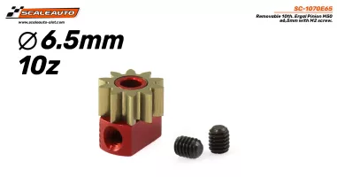 SC-1070E65 Scaleauto Removable 10th. Ergal Pinion M50 ø6,5mm with M2 screw. SC-1070E65 Scaleauto Removable 10th. Ergal Pinion M50 ø6,5mm with M2 screw.