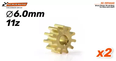 SC-1094A60 Brass Pinion 11z ø6,0mm for 2mm axle shaft SC-1094A60 Brass Pinion 11z ø6,0mm for 2mm axle shaft
