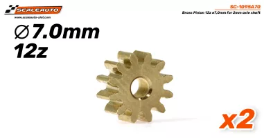 SC-1095A70 Scaleauto Brass Pinion 12z ø7,0mm for 2mm axle shaft SC-1095A70 Scaleauto Brass Pinion 12z ø7,0mm for 2mm axle shaft