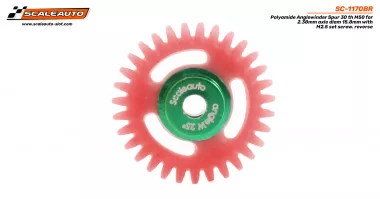 SC-1170BR Polyamide Anglewinder Spur 30 th M50 for 2.38mm axle diam 15.8mm with M2.5 set screw. reverse SC-1170BR Polyamide Anglewinder Spur 30 th M50 for 2.38mm axle diam 15.8mm with M2.5 set screw. reverse