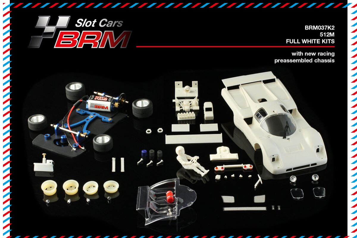 BRM037-K2 512M 1:24 Scale complete white kit with an all metal chassis